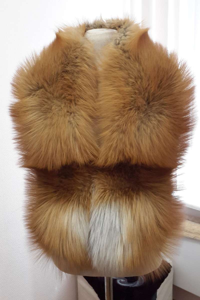 Воротник съемный из лисы огневки (одна шкурка), перфорация